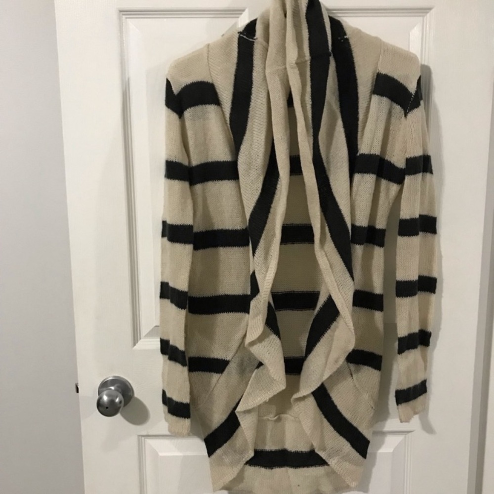 Striped Black and Cream Women's Sweater